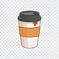 set of colorful cardboard cups for coffee and tea with lids. Simple flat graphics for cafe, cafe, coffee takeaway concepts. Vector illustration