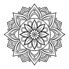 Circular pattern in the form of a mandala. Henna tattoo mandala. Mehndi style. Decorative pattern in oriental style. Coloring book page.