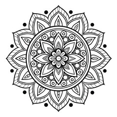 Circular pattern in the form of a mandala. Henna tattoo mandala. Mehndi style. Decorative pattern in oriental style. Coloring book page.