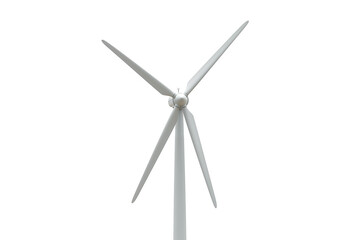 Clean Energy: A Single Wind Turbine Against a White Background