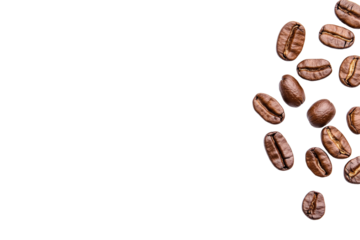 Fresh Roasted Coffee Beans Spread on a Clean Background for Beverage or Café Theme