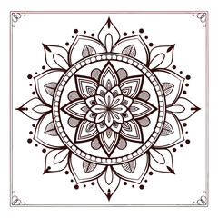 Circular pattern in the form of a mandala. Henna tattoo mandala. Mehndi style. Decorative pattern in oriental style. Coloring book page.