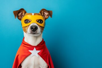 image created an image of a little Jack Russell wearing a dog superhero costume as a mascot