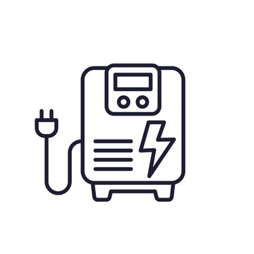 backup generator line icon, power storage system