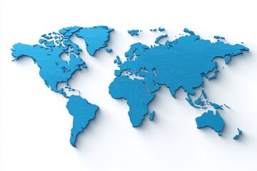 Obraz premium A minimalist representation of the earth is displayed as a 3D world map on a soft blue gradient background in the image