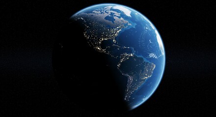 Earth viewed from space with a focus on the vast blue oceans, highlighting the importance of water, clean and minimalistic design, soft light, environmental message