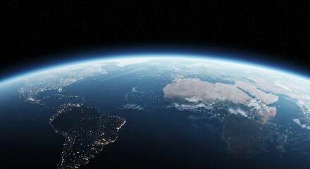 Earth viewed from space with a focus on the vast blue oceans, highlighting the importance of water, clean and minimalistic design, soft light, environmental message