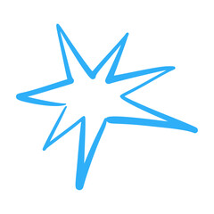 Hand-drawn star icons with crayon texture. Playful sketch elements, brush strokes and scribble patterns. Flat vector illustration isolated on white background.