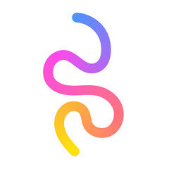 Naklejka premium Abstract squiggle background with wavy gradient lines, colorful ribbon shapes, fun organic pattern, 3D curved design elements. Flat vector illustration isolated on white background.