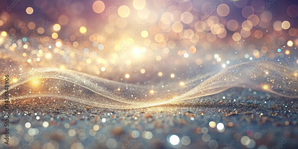 Fototapete shimmering glittering waves of light and sparkle on a dark background with glowing bokeh
