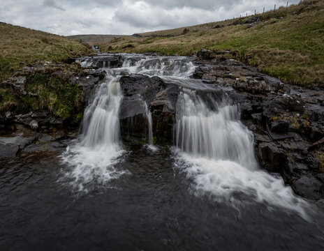 A small waterfall on the River Tawe quite close to its source alongside the old Trecastle road in the Brecon Beacons, South Wales.
