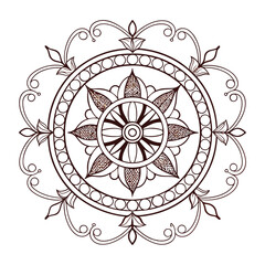Circular pattern in the form of a mandala. Henna tattoo mandala. Mehndi style. Decorative pattern in oriental style. Coloring book page.