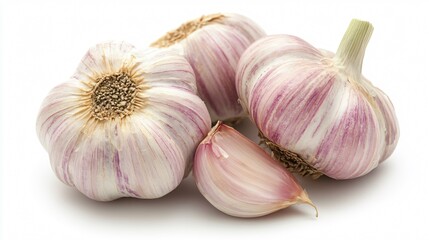 Fresh Garlic Bulb Isolated on White Background, Culinary Ingredient Photography