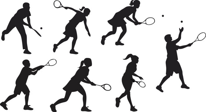 Energetic Tennis Players Vector Illustration - Sporty and Vibrant