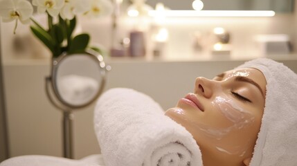A facial treatment menu displayed at a beauty salon reception.