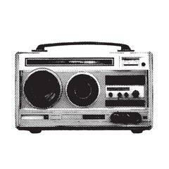 vintage ghetto blaster stereo halftone grunge vector design element
