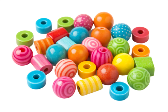 colorful beads isolated on white background, PNG
