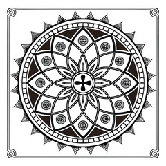 Circular pattern in the form of a mandala. Henna tattoo mandala. Mehndi style. Decorative pattern in oriental style. Coloring book page.