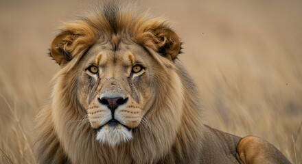 Fototapeta premium Lion Lying in Grass