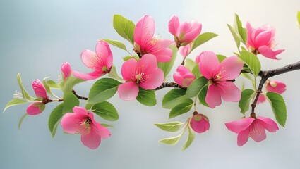 Obraz premium Ethereal cherry blossom branch captured in a light-filled, dreamy setting