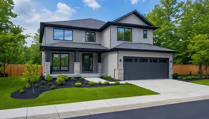 Fototapeta premium Sophisticated Modern House Captured Perfectly for Real Estate Listings