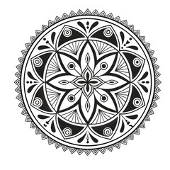 Circular pattern in the form of a mandala. Henna tattoo mandala. Mehndi style. Decorative pattern in oriental style. Coloring book page.
