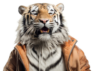 Fototapeta premium PNG Selfie tiger wildlife animal mammal.