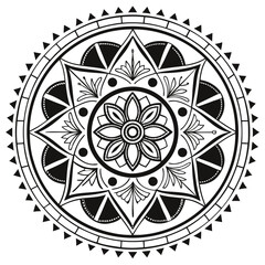 Circular pattern in the form of a mandala. Henna tattoo mandala. Mehndi style. Decorative pattern in oriental style. Coloring book page.