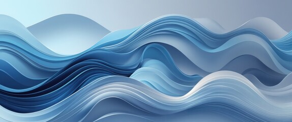 serene blue wave: abstract paper cut shapes close up