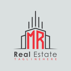 Obraz premium initial monogram logo for real estate with Home and Building shape creative design.