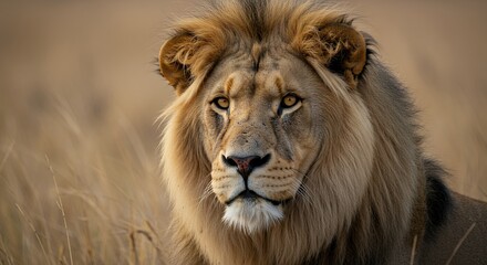 Fototapeta premium Lion Portrait in Savanna
