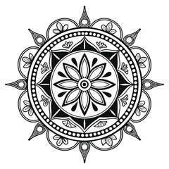 Circular pattern in the form of a mandala. Henna tattoo mandala. Mehndi style. Decorative pattern in oriental style. Coloring book page.