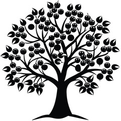Cherry trees icon set on white background