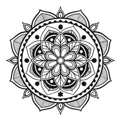 Circular pattern in the form of a mandala. Henna tattoo mandala. Mehndi style. Decorative pattern in oriental style. Coloring book page.