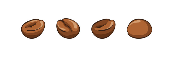 Coffee beans set. Coffee. Icon set. Brown coffee bean isolated set on white background. Isolated coffe beans. Vector illustration