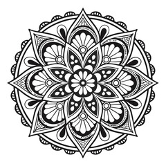 Circular pattern in the form of a mandala. Henna tattoo mandala. Mehndi style. Decorative pattern in oriental style. Coloring book page.