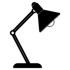 Black Silhouette of a table Lamp Vector Art Illustration on transparent background