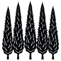 Cypress trees icon set on white background