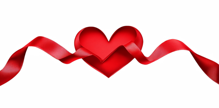 red ribbon on white heart