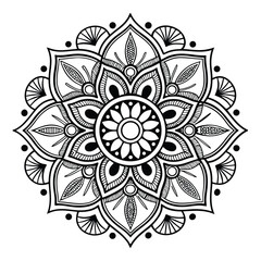 Circular pattern in the form of a mandala. Henna tattoo mandala. Mehndi style. Decorative pattern in oriental style. Coloring book page.