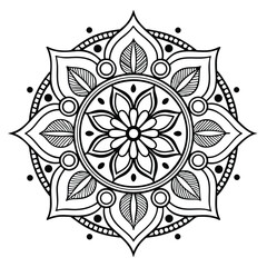 Circular pattern in the form of a mandala. Henna tattoo mandala. Mehndi style. Decorative pattern in oriental style. Coloring book page.