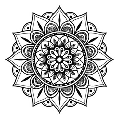 Circular pattern in the form of a mandala. Henna tattoo mandala. Mehndi style. Decorative pattern in oriental style. Coloring book page.