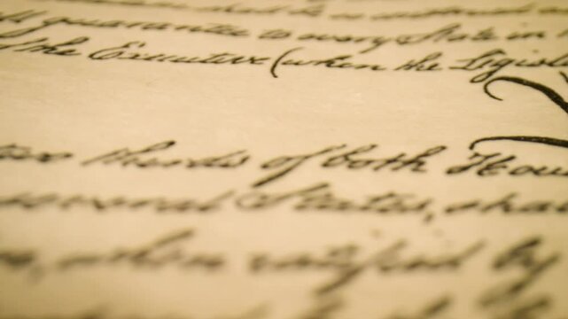 US Constitution Historical Document Article 5 Closeup