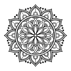 Circular pattern in the form of a mandala. Henna tattoo mandala. Mehndi style. Decorative pattern in oriental style. Coloring book page.