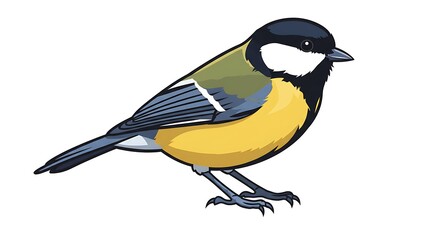 Obraz premium Standing Tit Bird Illustration with Yellow and Black Feathers