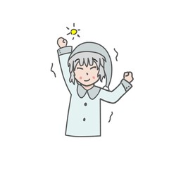 A girl who just woke up.