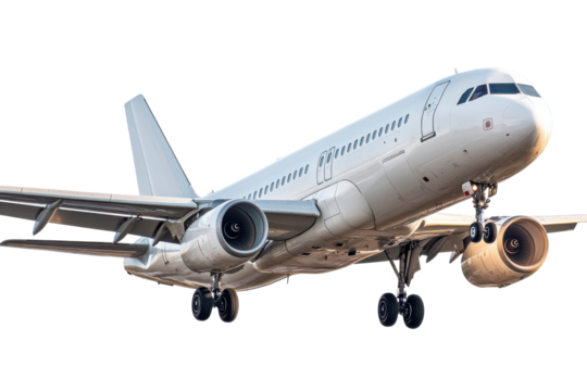 Aircraft airplane airliner vehicle PNG isolated on white background symbolizes global air travel connectivity