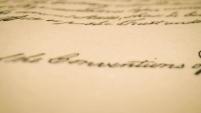 US Constitution Historical Document Article 7 Closeup