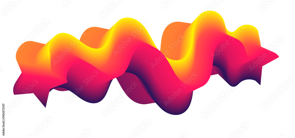 Poster a vibrant 3d visualization of a twisting, fluid form in motion—featuring bold colors, smooth geometr