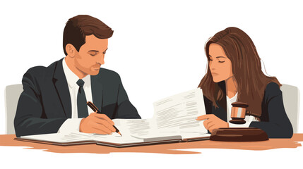 two business people working together